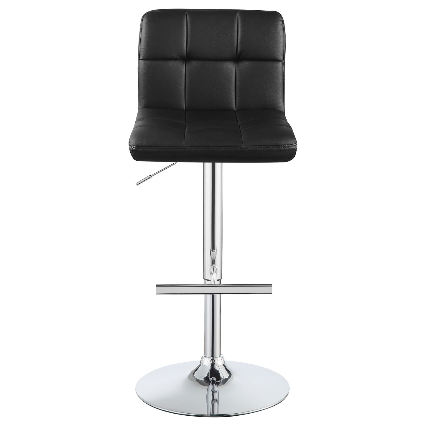 Lenny Tufted Adjustable Faux Leather Bar Stool Black (Set of 2)