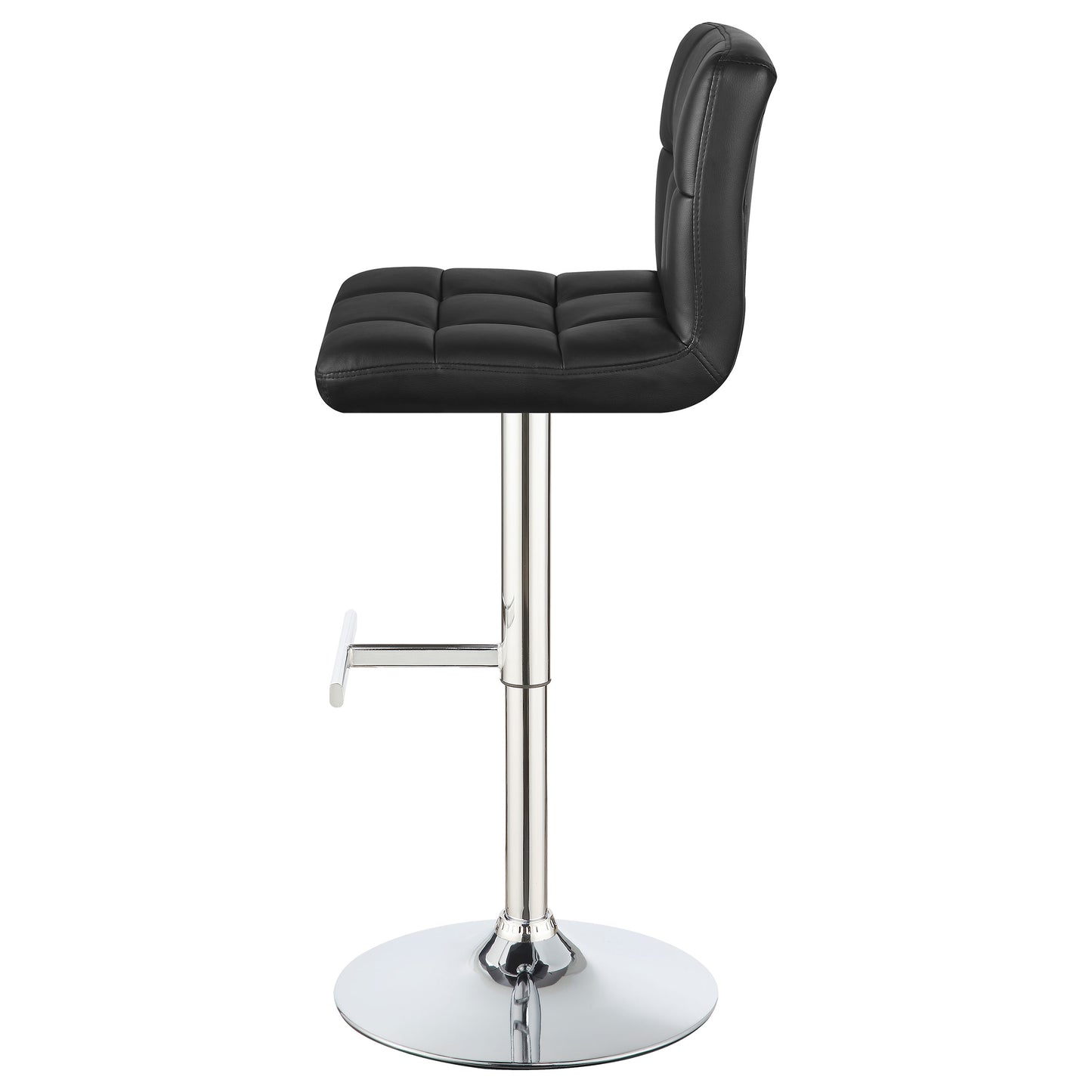 Lenny Tufted Adjustable Faux Leather Bar Stool Black (Set of 2)