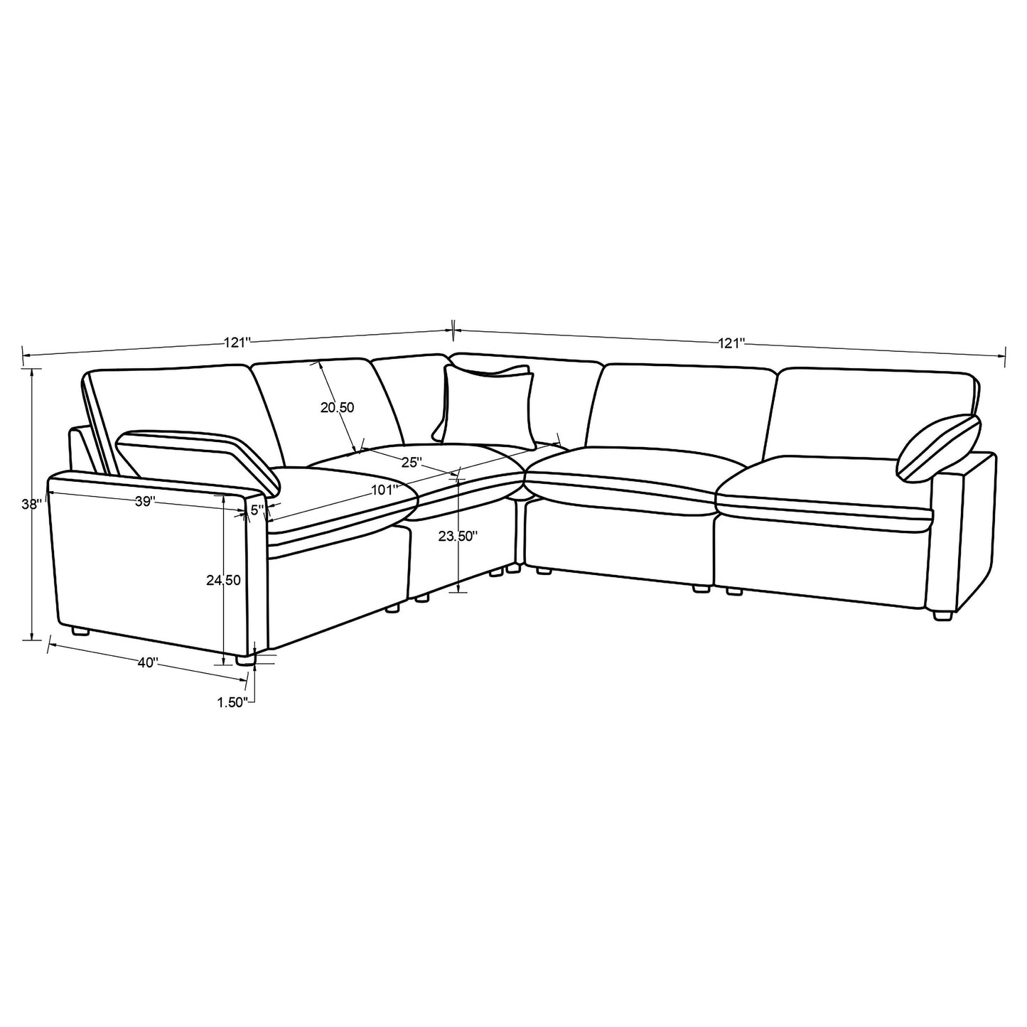 Collins 5-piece Modular Power Reclining Sectional Black