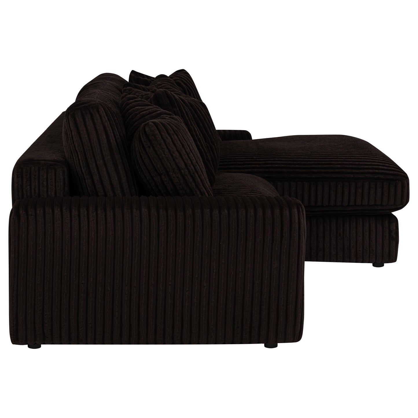Blaine 2-Piece Corduroy Reversible Chaise Sectional Sofa Chocolate Brown