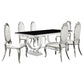 Antoine 7-piece Black Tempered Glass Dining Set Cream White Chairs