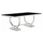 Antoine 7-piece Black Tempered Glass Dining Set Cream White Chairs