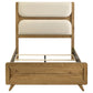 Bennett Full Mid-Century Fabric Upholstered Panel Bed Light Oak and Cream