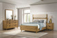 Bennett Full Cream Upholstered 4-Piece Mid-Century Bedroom Set Light Oak