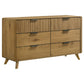 Bennett Full Cream Upholstered 4-Piece Mid-Century Bedroom Set Light Oak