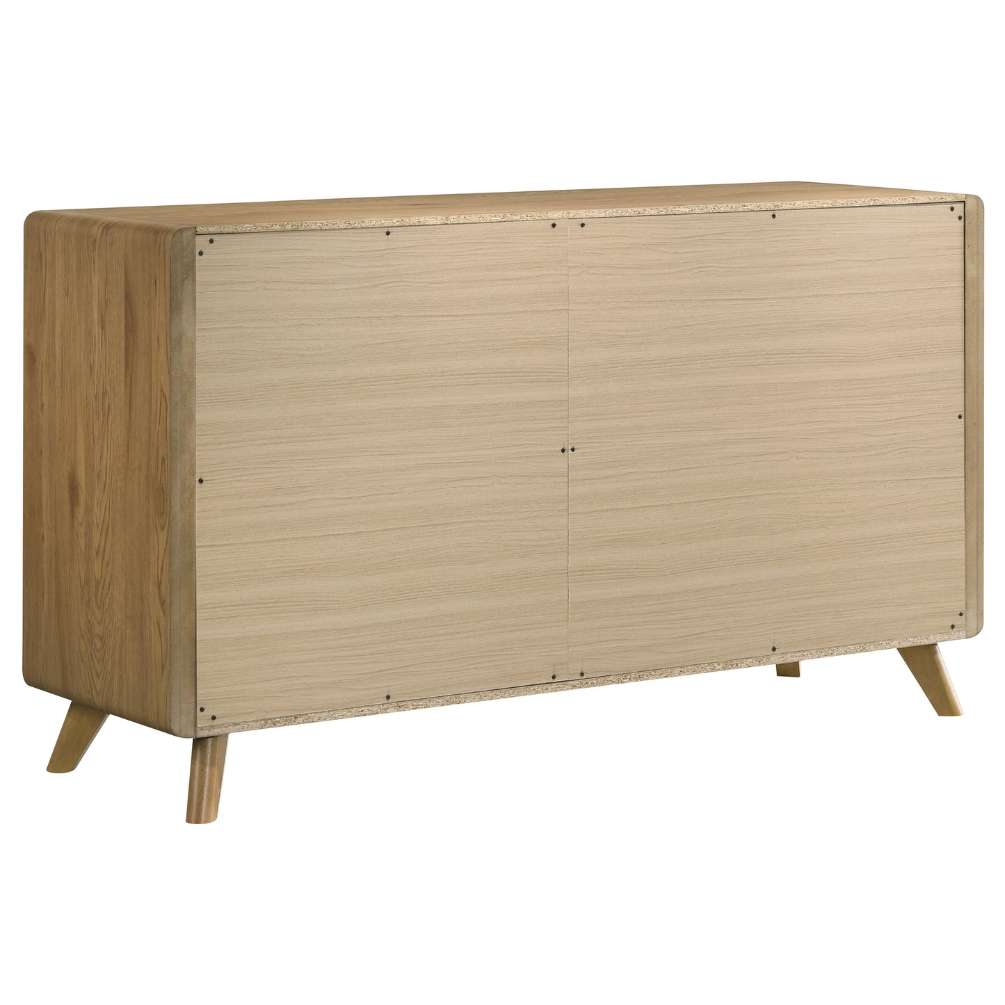 Bennett Full Cream Upholstered 5-Piece Mid-Century Bedroom Set Light Oak