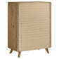 Bennett Full Cream Upholstered 5-Piece Mid-Century Bedroom Set Light Oak
