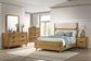 Bennett Twin Mid-Century Fabric Upholstered Panel Bed Light Oak and Cream