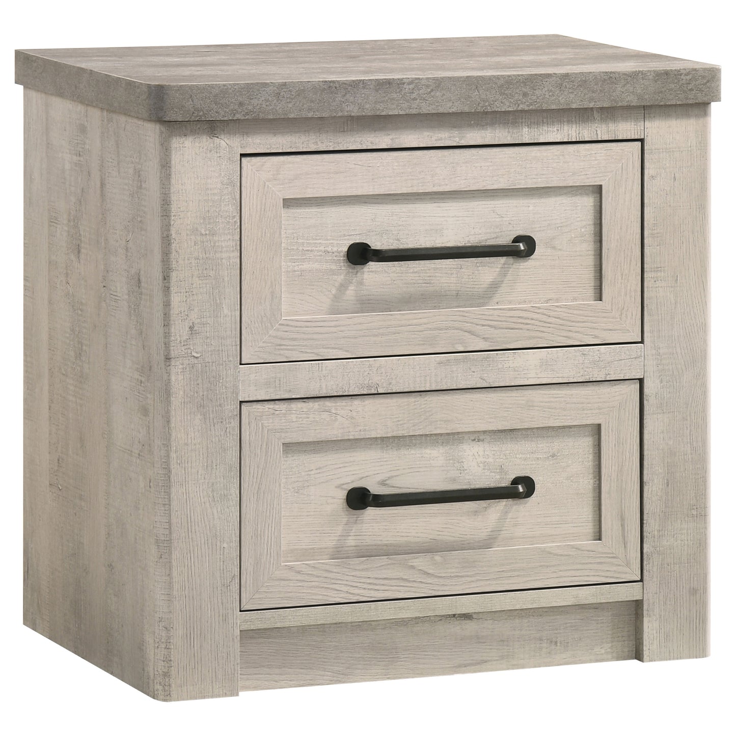Nevado Farmhouse 2-Drawer Nightstand Grey and Weathered Taupe
