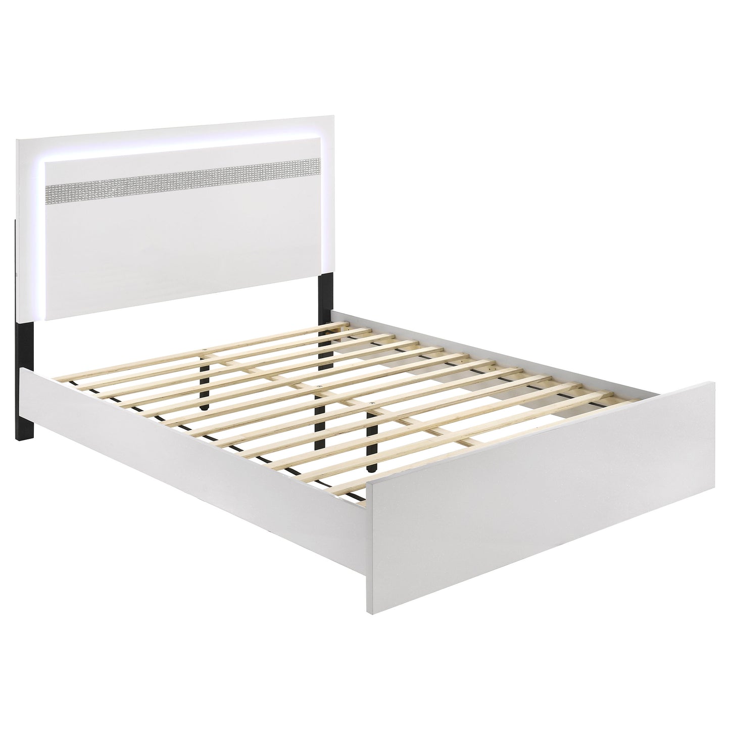 Viana 5-Piece Touch-Control LED Queen Bedroom Set White High Gloss