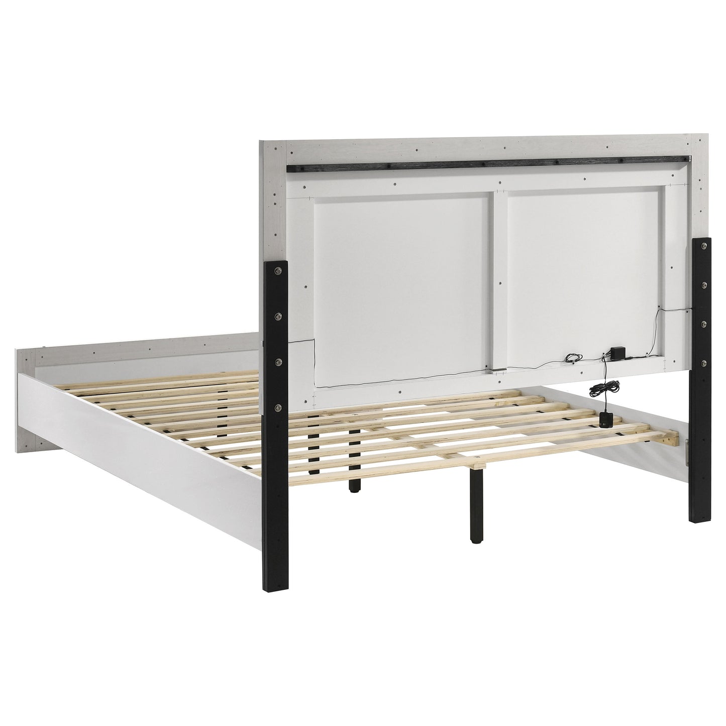 Viana 5-Piece Touch-Control LED Queen Bedroom Set White High Gloss