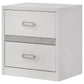Viana Contemporary 2-Drawer Nightstand with Chrome Pulls White High Gloss