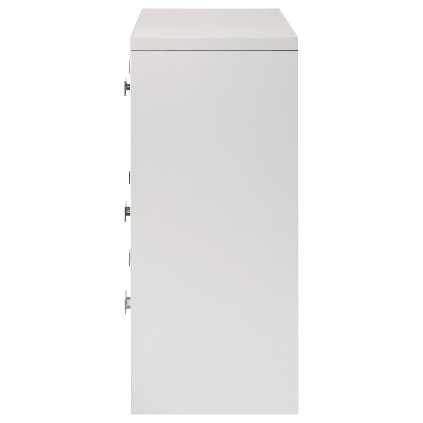 Viana 6-Drawer Bedroom Dresser with Chrome Pulls White High Gloss
