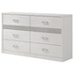 Viana 6-Drawer Bedroom Dresser with Chrome Pulls White High Gloss