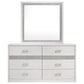 Viana 6-Drawer Bedroom Dresser with Beveled Mirror White High Gloss