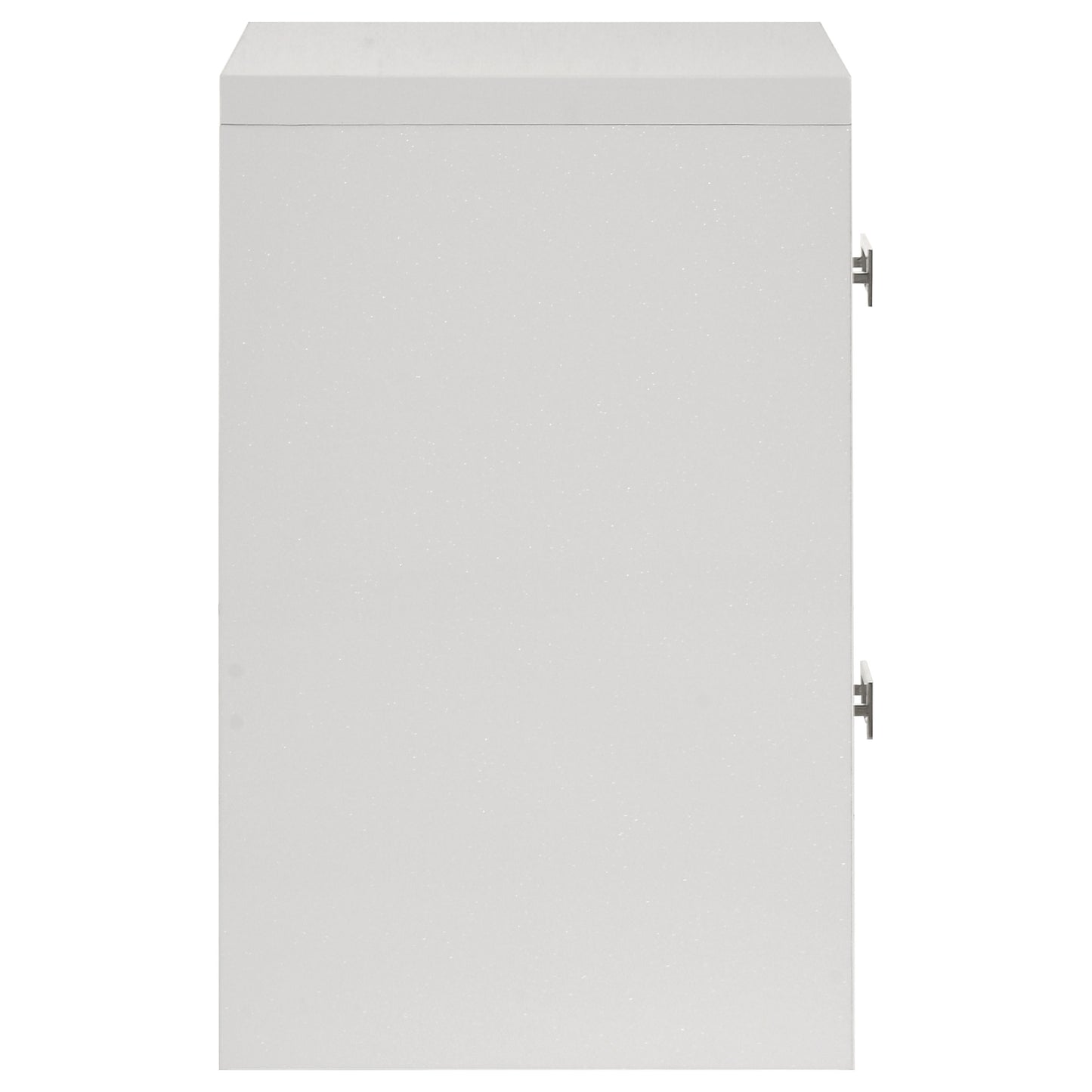 Viana Contemporary 2-Drawer Nightstand with Chrome Pulls White High Gloss