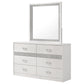Viana 6-Drawer Bedroom Dresser with Beveled Mirror White High Gloss