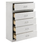 Viana 5-Drawer Chest of Drawers with Chrome Pulls White High Gloss
