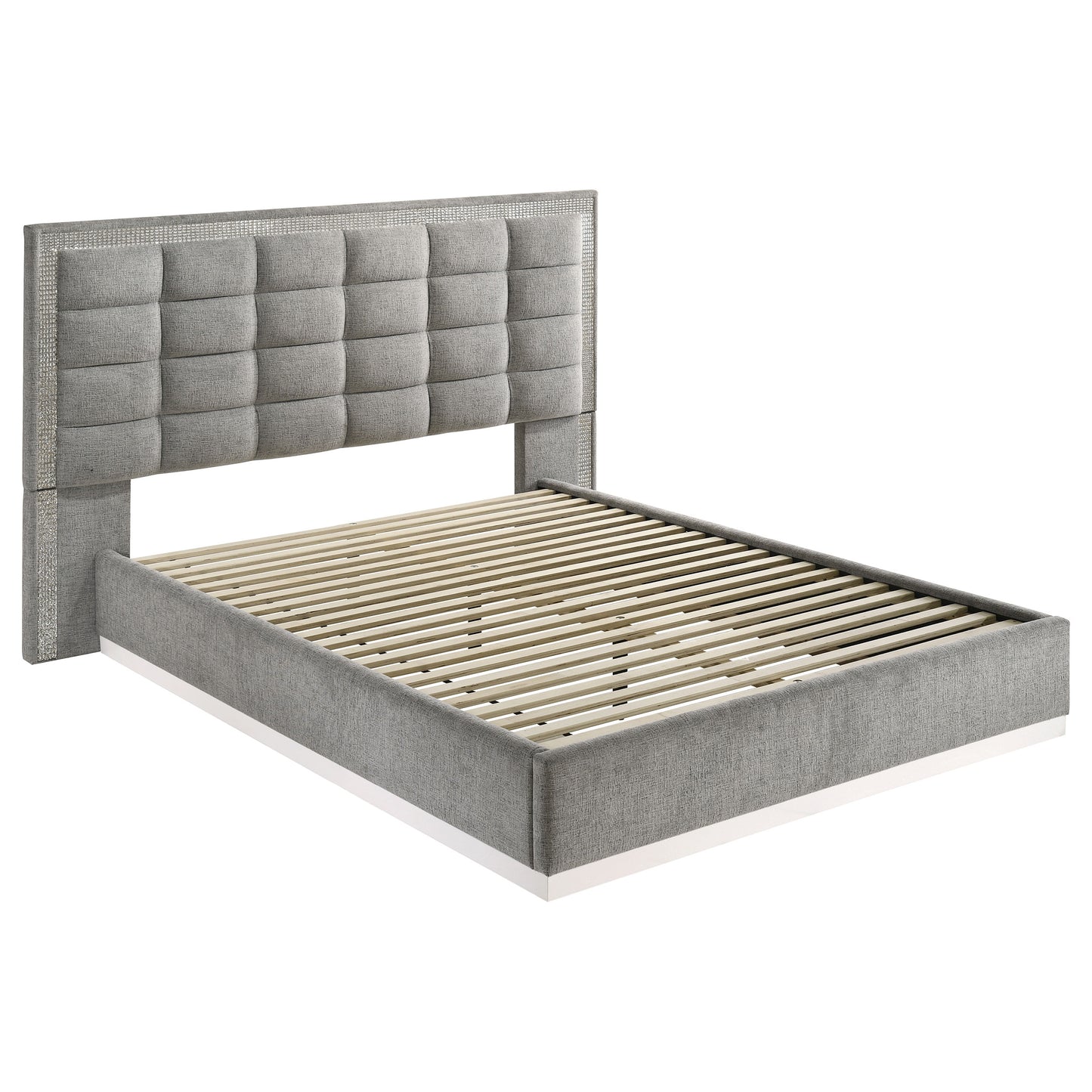 Viana 5-Piece Eastern King Platform Bedroom Set Grey and White High Gloss