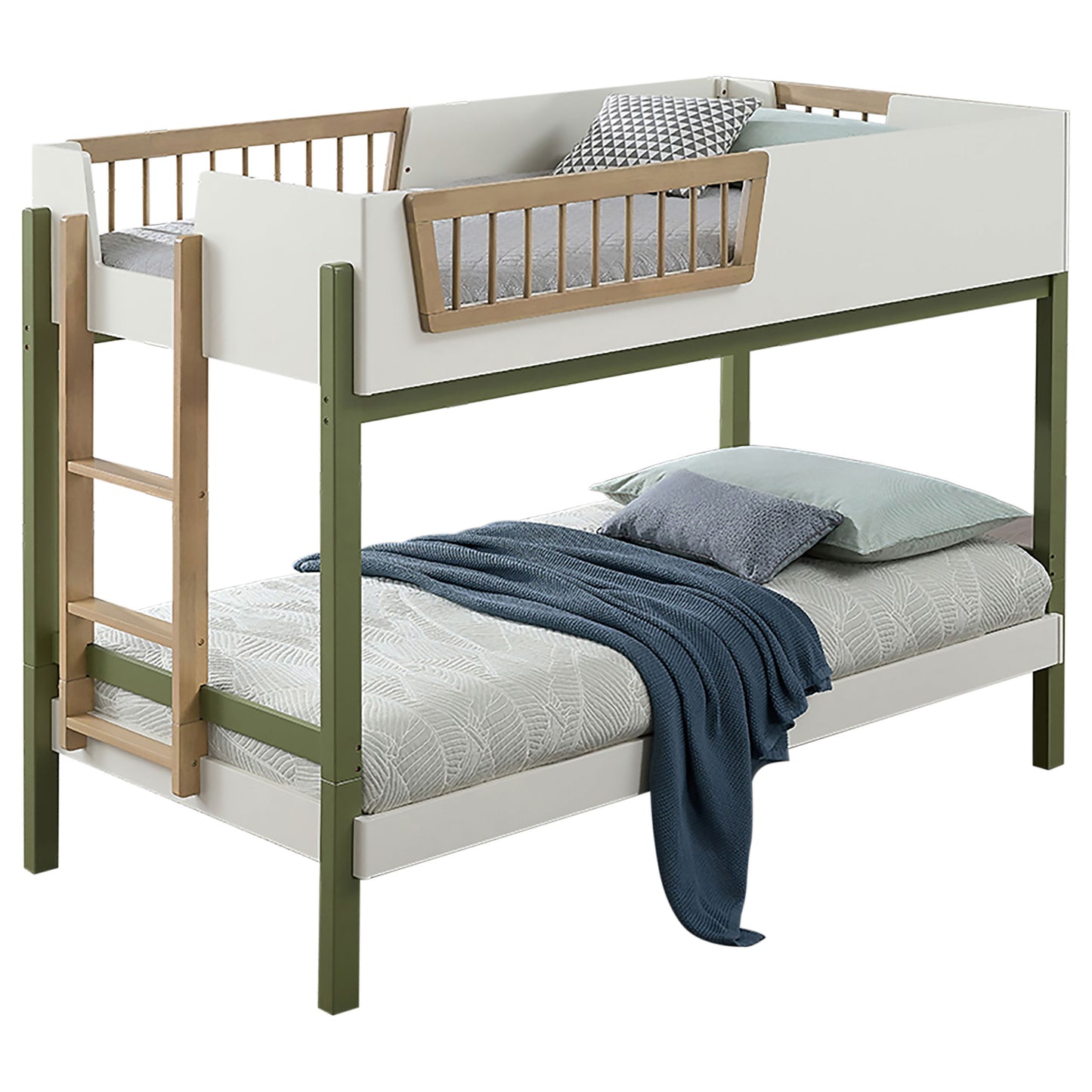 Evren Twin-over-Twin Bunk Bed with Ladder Tri-Tone
