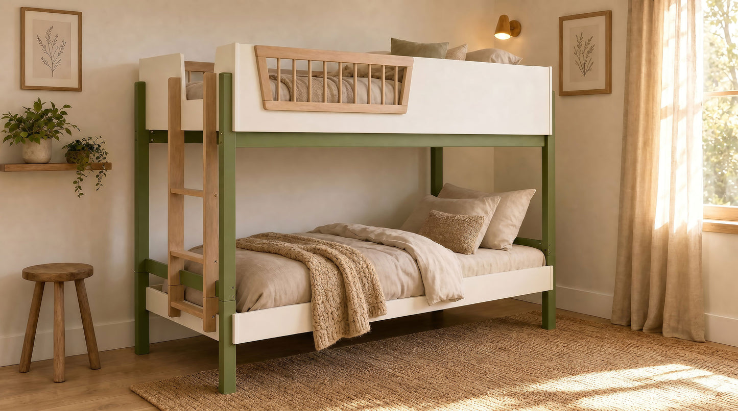 Evren Twin-over-Twin Bunk Bed with Ladder Tri-Tone