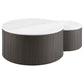 Lowe 2-Piece Round Marble Top Nesting Coffee Table Set Charcoal