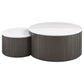 Lowe 2-Piece Round Marble Top Nesting Coffee Table Set Charcoal