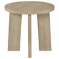 Strouse Contemporary Round End Table in Natural Oak