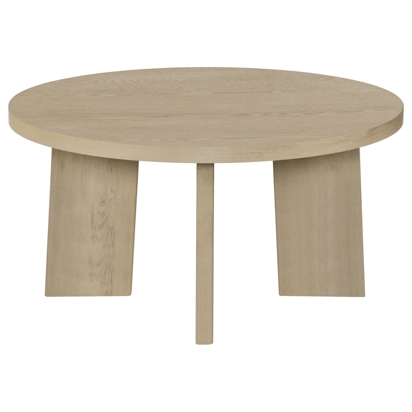 Strouse Contemporary Round Coffee Table in Natural Oak