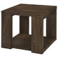 Pavone Transitional Square End Table with Lower Shelf Dark Rustic Mango