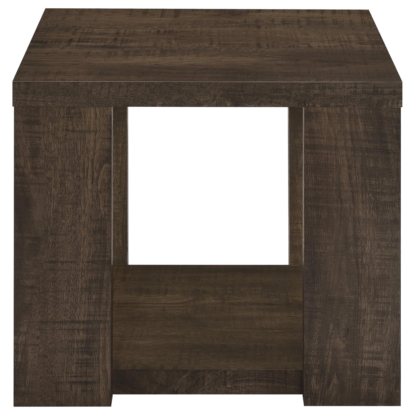 Pavone 2-Piece Coffee and End Table Set with Open Shelves Dark Rustic Mango