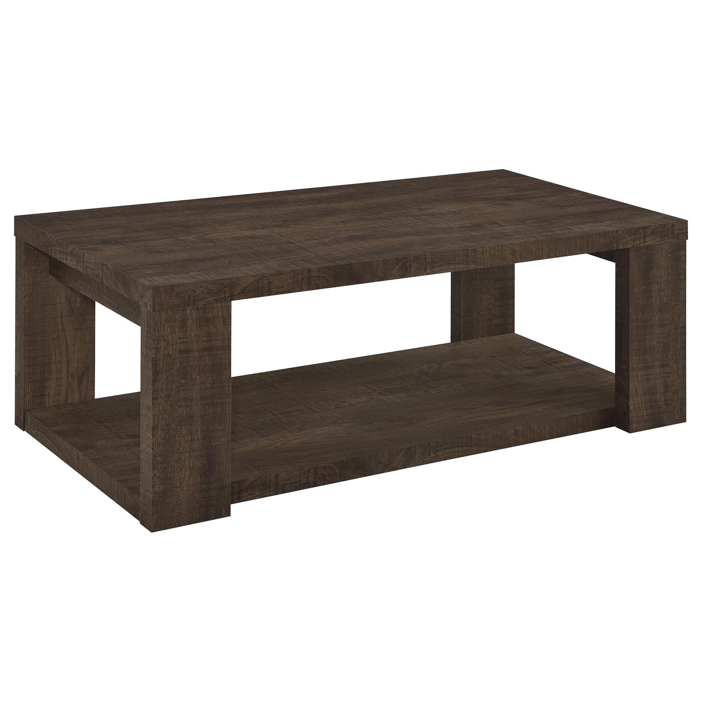 Pavone 3-Piece Coffee and End Table Set with Open Shelves Dark Rustic Mango