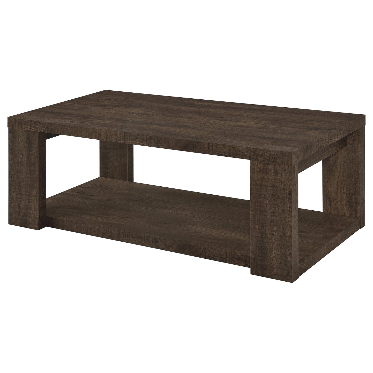 Pavone 3-Piece Coffee and End Table Set with Open Shelves Dark Rustic Mango