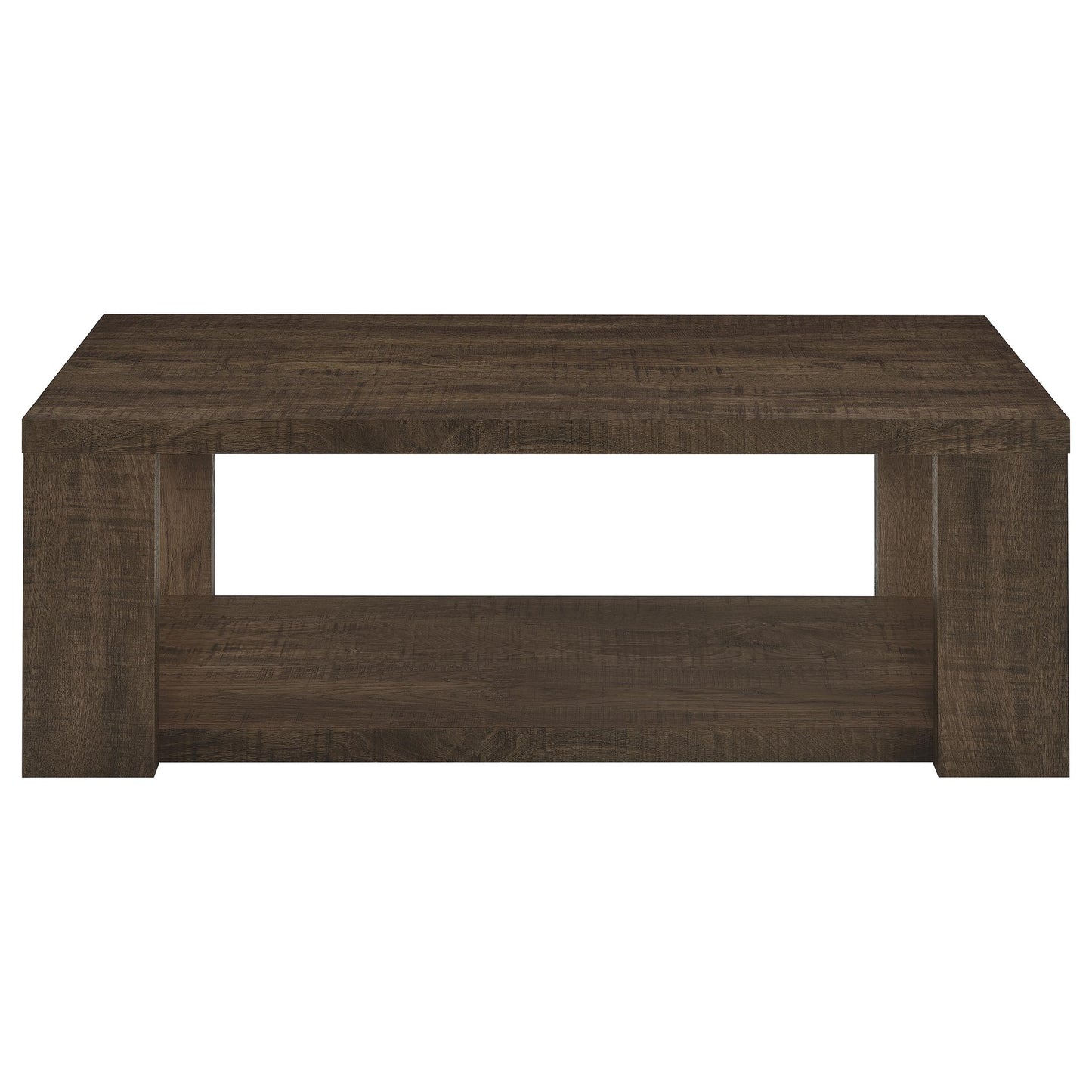 Pavone 3-Piece Coffee and End Table Set with Open Shelves Dark Rustic Mango
