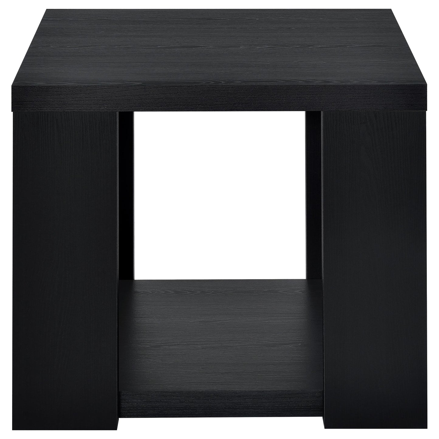 Pavone Transitional Square Storage End Table with Open Lower Shelf Black