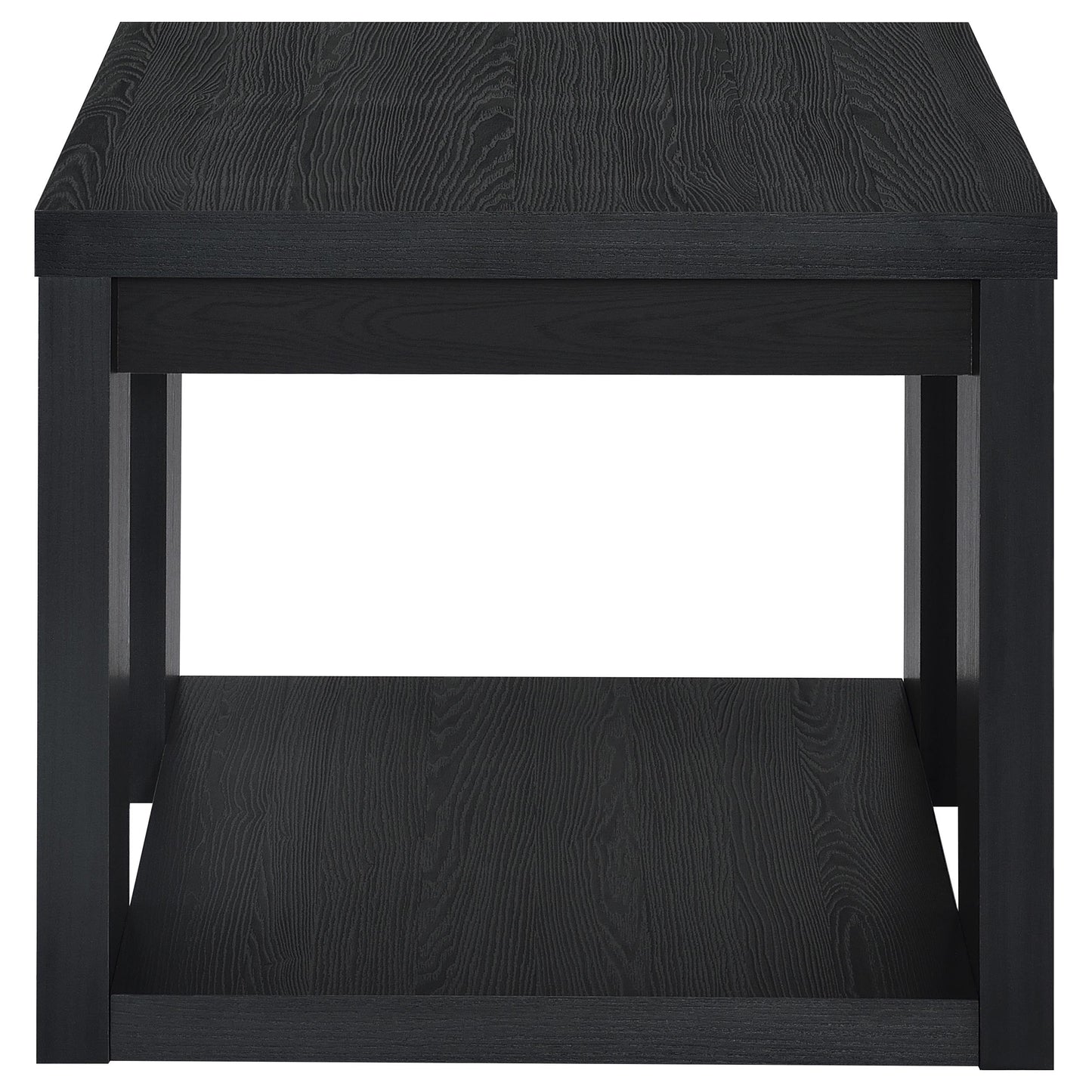 Pavone Transitional Square Storage End Table with Open Lower Shelf Black