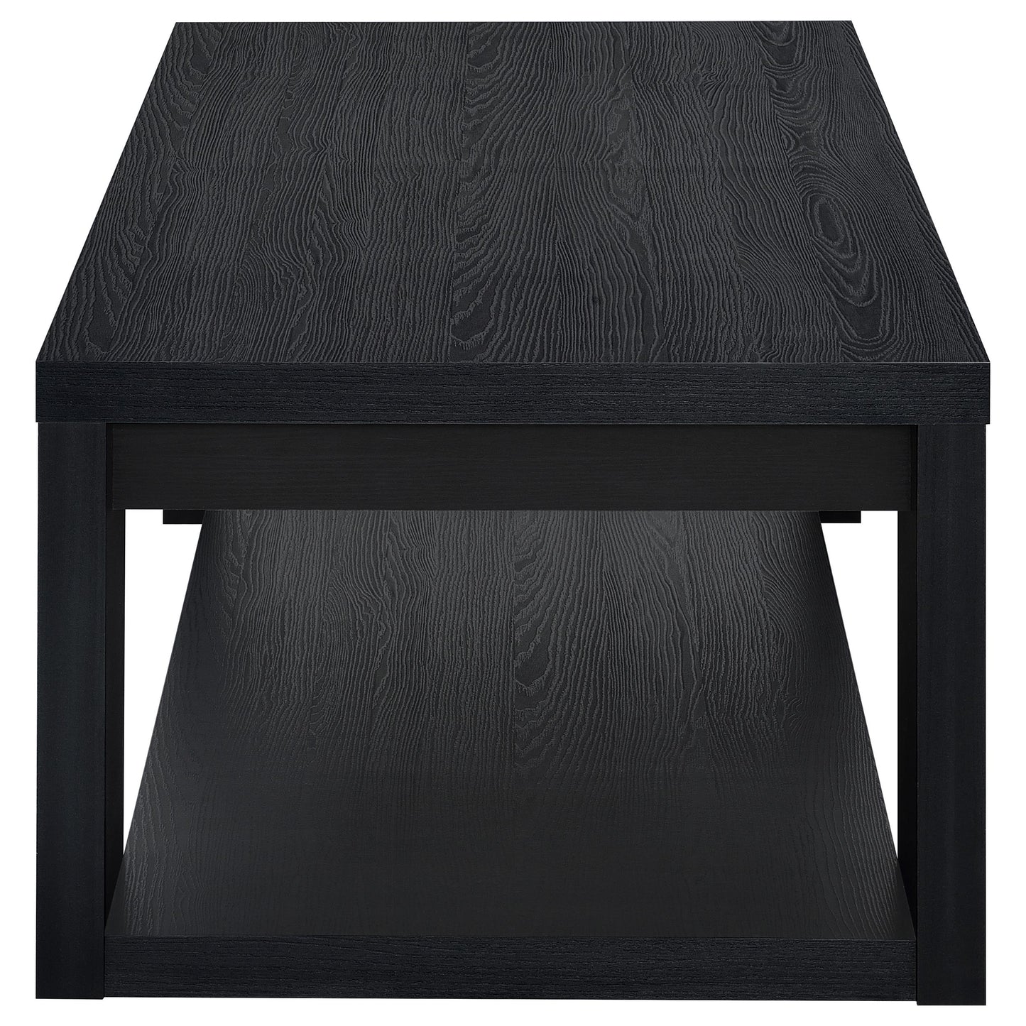 Pavone Transitional Rectangular Coffee Table with Open Lower Shelf Black