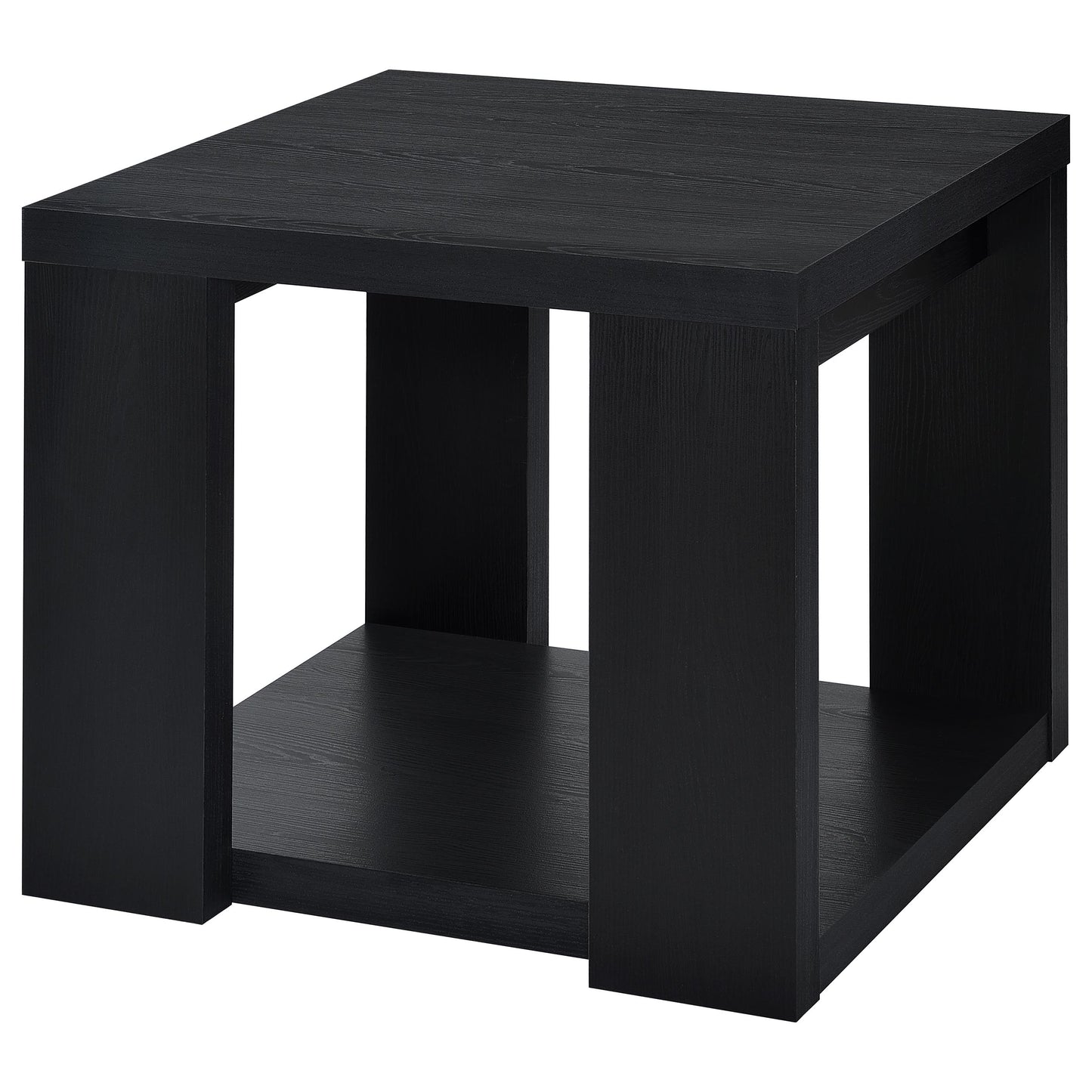 Pavone 2-Piece Transitional Coffee and End Table Set with Shelves Black