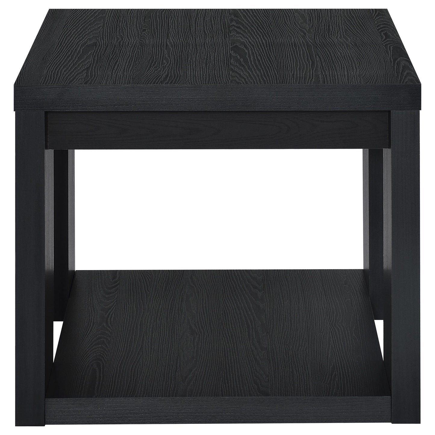 Pavone 2-Piece Transitional Coffee and End Table Set with Shelves Black