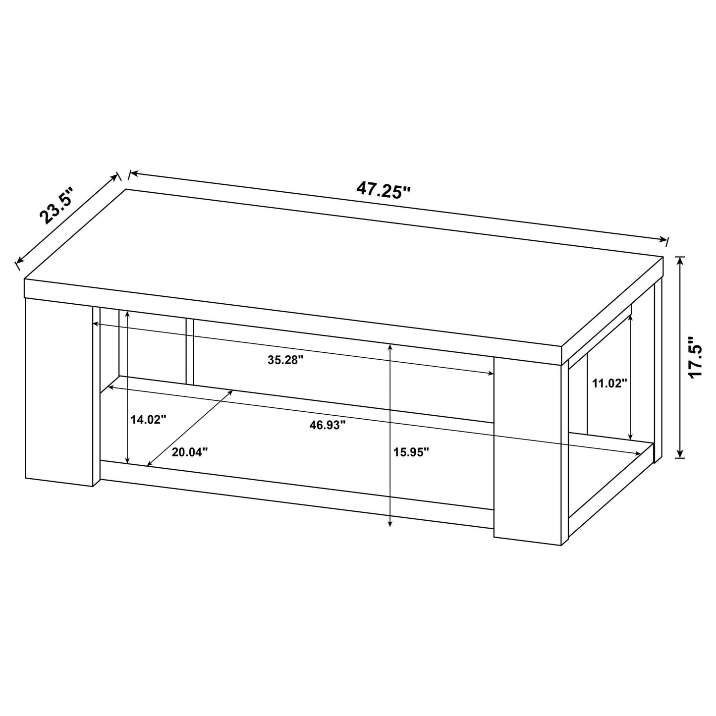 Pavone 2-Piece Transitional Coffee and End Table Set with Shelves Black