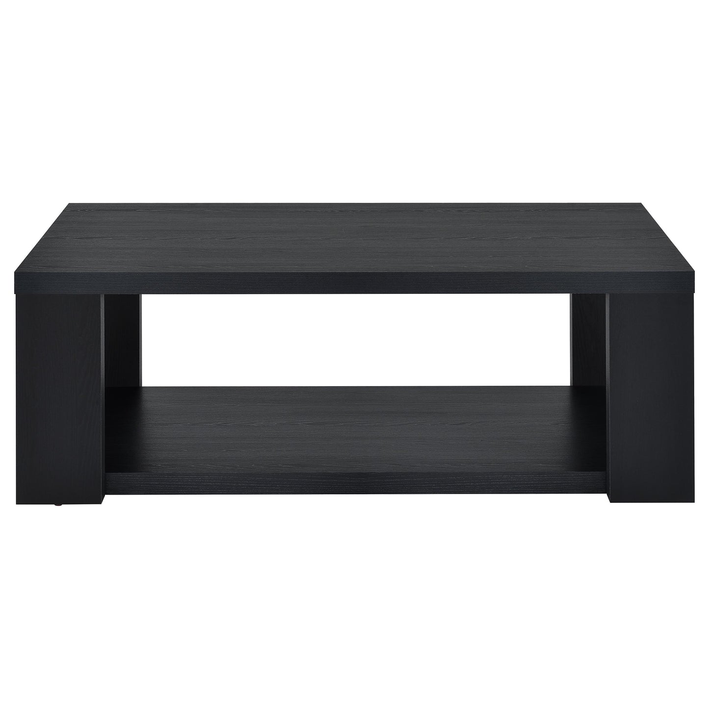 Pavone 3-Piece Transitional Coffee and End Table Set with Shelves Black