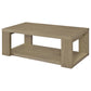 Pavone Transitional Rectangular Coffee Table with Open Lower Shelf Latte