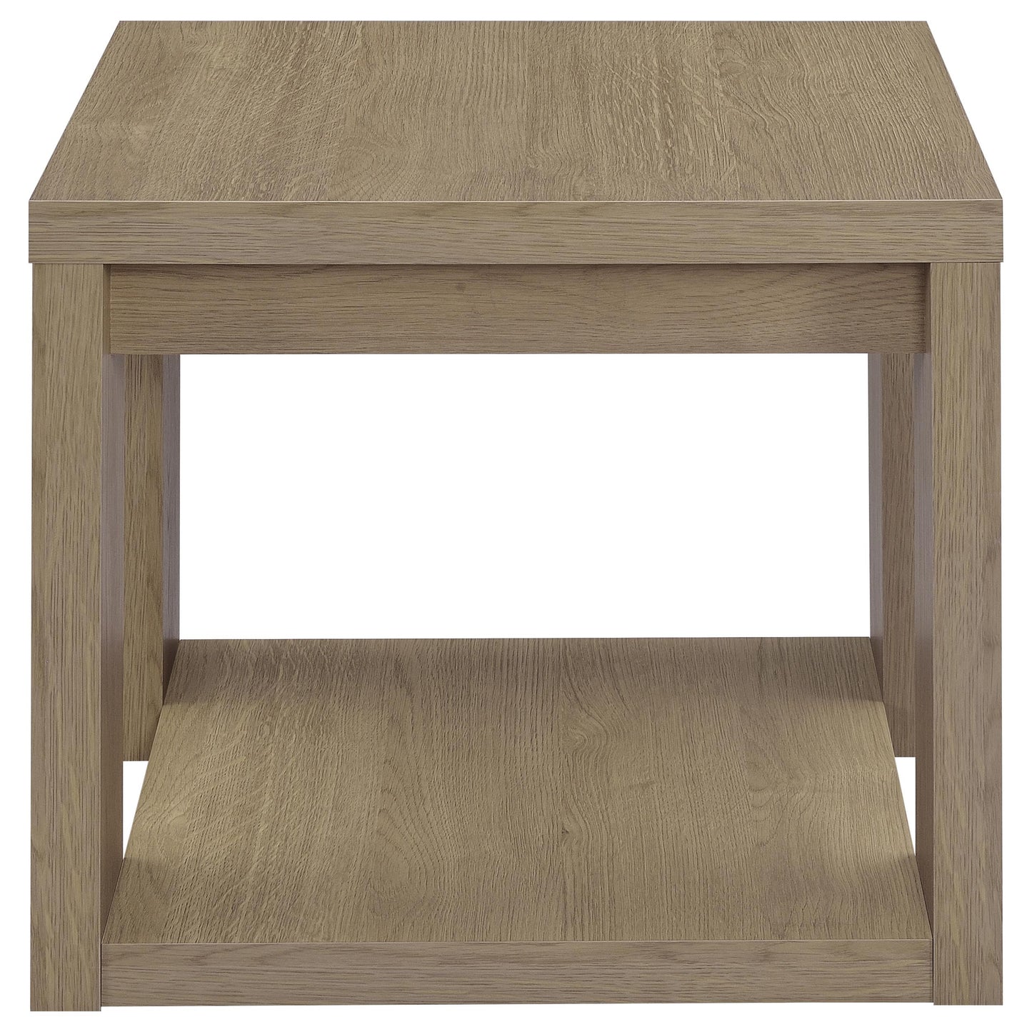 Pavone 2-Piece Transitional Coffee and End Table Set with Shelves Latte