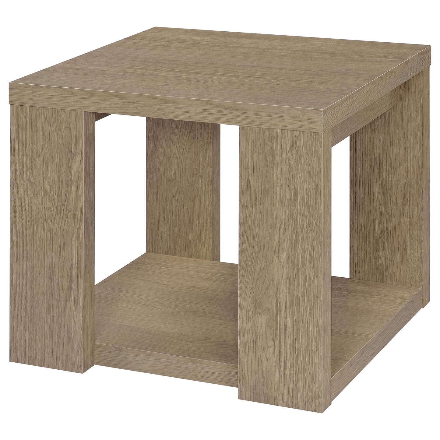 Pavone 3-Piece Transitional Coffee and End Table Set with Shelves Latte