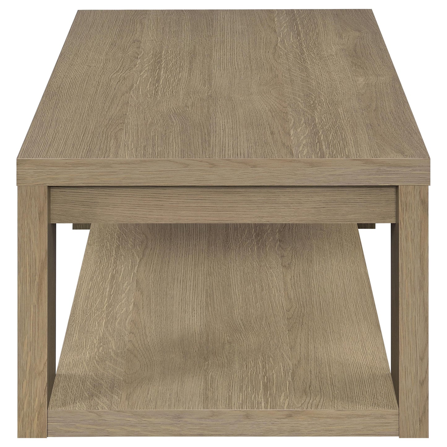 Pavone 2-Piece Transitional Coffee and End Table Set with Shelves Latte