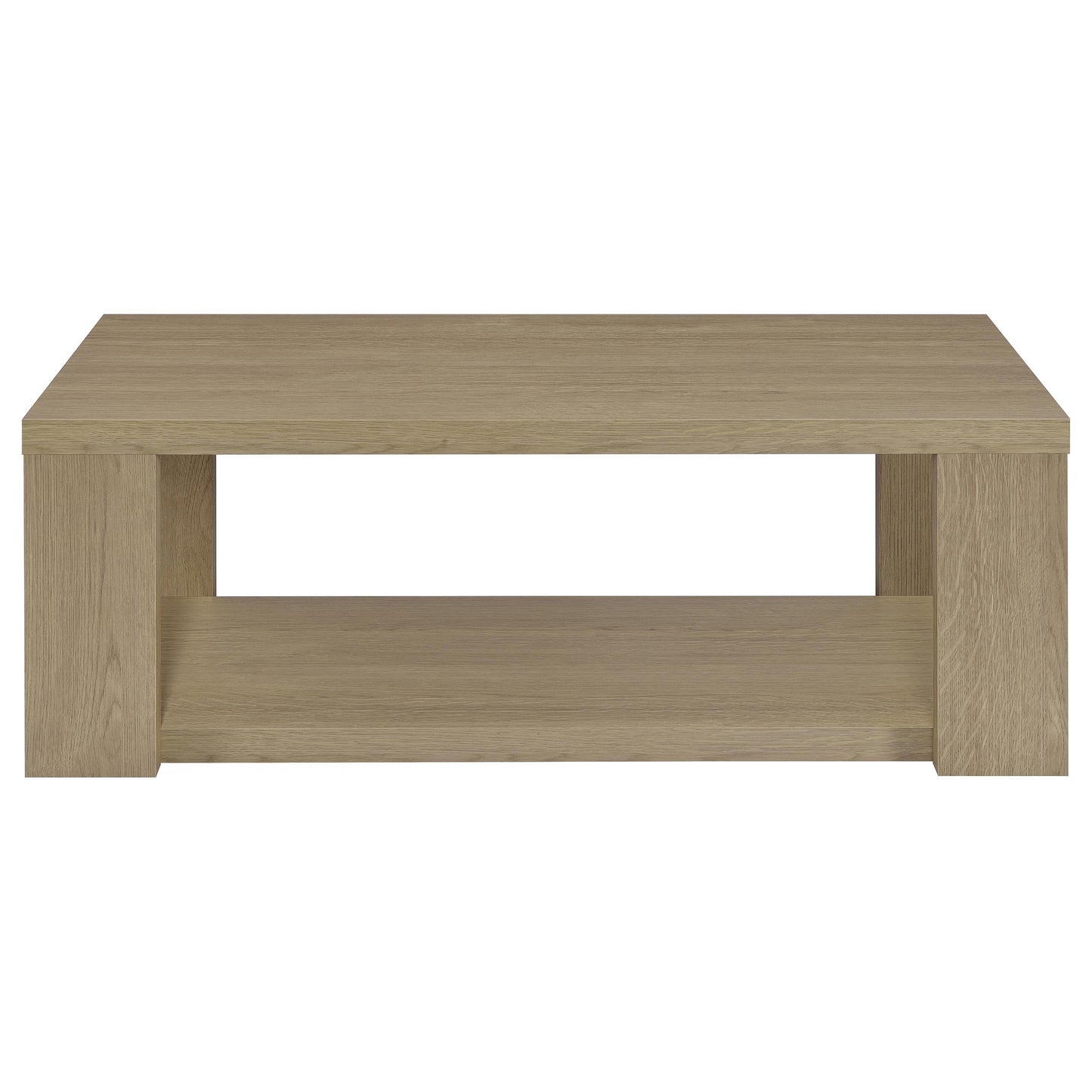 Pavone 3-Piece Transitional Coffee and End Table Set with Shelves Latte