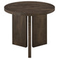 Aragon Round Panel Base End Table Dark Rustic Mango