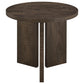 Aragon Round Panel Base End Table Dark Rustic Mango