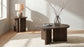 Aragon Round Panel Base End Table Dark Rustic Mango