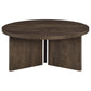 Aragon Round Panel Base Coffee Table Dark Rustic Mango